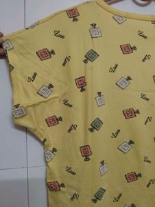 Cute Yellow Perfume Bottle Print Crop Top
