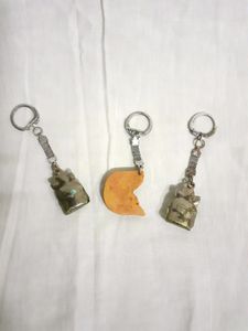 3 Keychains Combo Ganesh Keychain Fish Key Chain