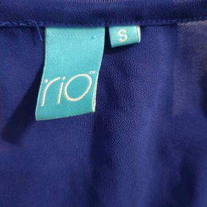 Royal Blue Sheer Cut Out Sleeve Top💙