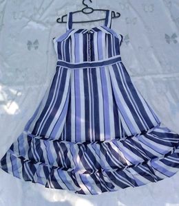Striped Midi Dress with Ruffle Hem