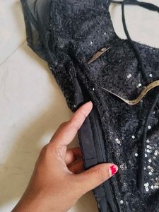 Sparkling Black Sequined Blouse