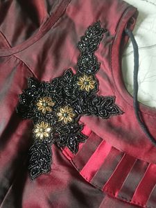 Maroon Gown With Handwork