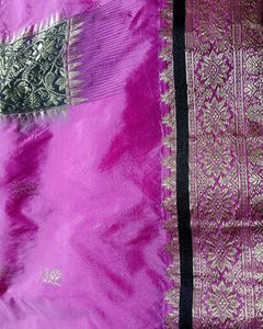 Pink &amp; Black Soft Chanderi Silk Saree 🩷
