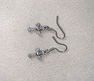 vintage Silver Cross Dangle Earrings