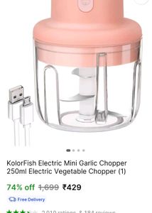 Kolor fish Electric Mini Garlic Chopper 250ml