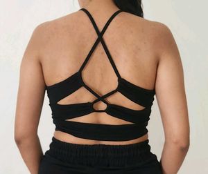 SHEIN Black Halter Crop Top