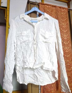 White Linen Button-Up Shirt
