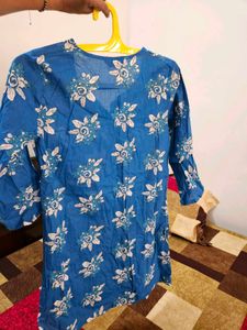 Blue Floral Print Kurta Tunic(S)