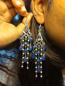 Blue Crystal Dangle Earrings