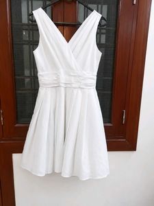 White V-Neck  Dress