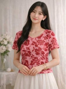 Chic Pink Grapevine Print Top