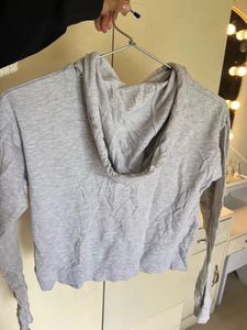 Westside - Gray Cropped Hoodie with Zipper - Size