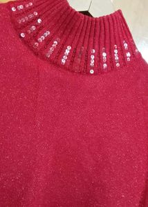 Sparkly Red Turtleneck Top