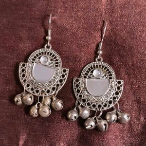 Oxidised Jhumka Earrings with Mirror combo