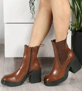 Brown Platform Chelsea Boots