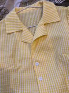 Savana Cute Yellow Gingham Puff Sleeve Top