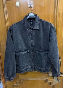 NUON WESTSIDE BLACK CHARCOAL DENIM JACKET S