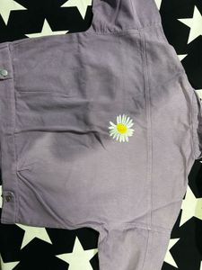 Lavender Denim Jacket with Daisy Embroidery
