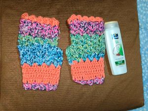 Handmade Crochet Fingerless Gloves and new shampoo