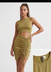 H&amp;M Gold Cutout Ruched Dress