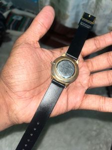 Classic Black Leather Strap Watch