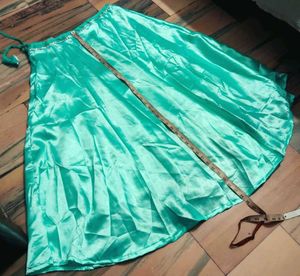 Green Satin Midi Skirt