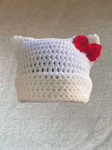 Crochet Hello Kitty Cat Ear Beanie