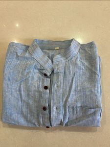 Men's Light Blue Striped Kurta
