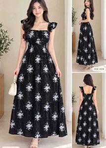 🇹🇭Chic Black Floral Maxi Dress