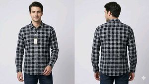 New size -M,L  Men's Checked Long Sleeve Shirt