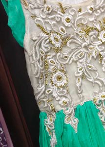 Elegant Green &amp; Gold Party Dress