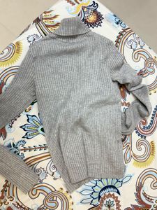 BERSHKA Grey Ribbed Turtleneck Sweater