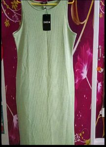 Light Green Ribbed Sleeveless Midi Dress