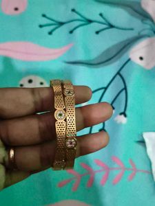 Elegant Gold Plated Bangles with Stones