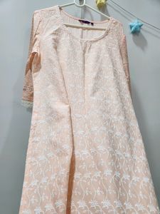 New Peach Lakhnavi Embroided Kurti