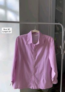 Chic Striped Pink Button-Up Shirt