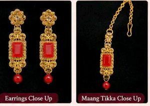 Traditional Red &amp; Gold Jewellery Set