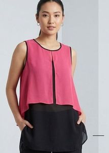 Chic Pink & Black Layered Blouse