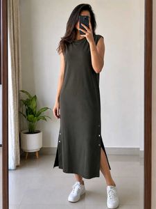 Olive Green Sleeveless Maxi Dress