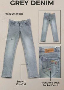 Grey Wash Stretch Denim Jeans