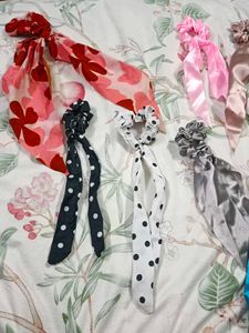 Stylish long Scrunchies with Scarves (Set of 8)