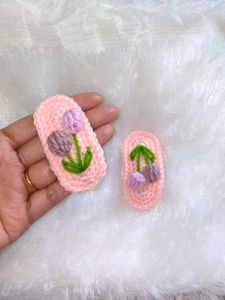 Cute Crocheted tulip hair clips