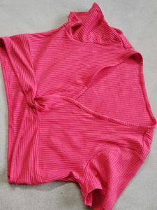 red ribbed Trendy Twisted Crop Top