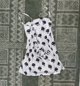 White &amp; Black Floral Kurti Top