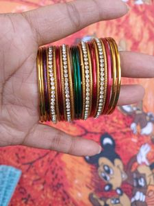 Colorful Bangle Set with Rhinestones