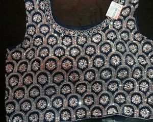 Sparkling Sequined Navy Blue Blouse