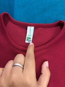 Red Ribbed Cropped T-Shirt