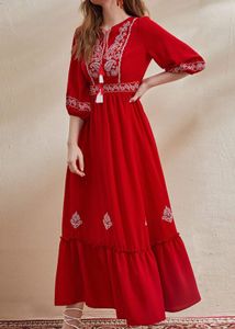 Branded Red Embroidered Dress