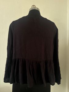 Floral Embroidered Black Peplum Top