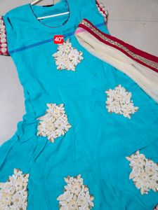 Beautiful Blue &amp; White flared kurta